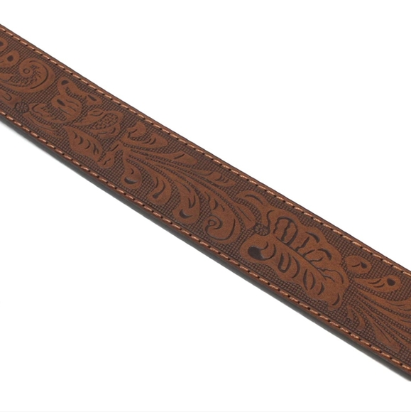 New western floral embossed brown leather belt various sizes please ask - Picture 2 of 5